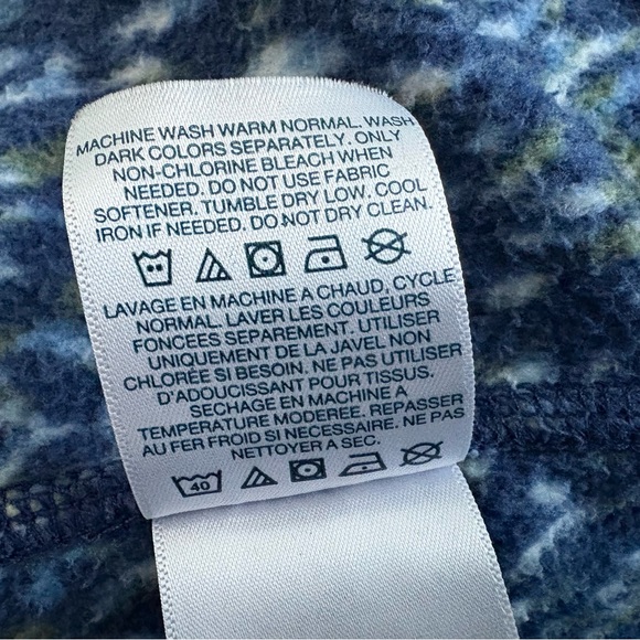 Lands' End Navy and White Patterned Fleece Quarter Zip Women’s 1X - Picture 7 of 7